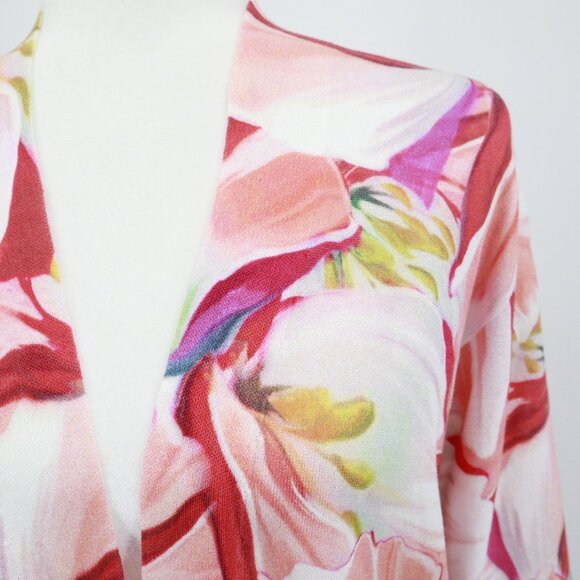 Chico's Kimono Womens L Pink Bloomcore Resort Wear Vacation Beach Pool Coastal - Picture 4 of 16